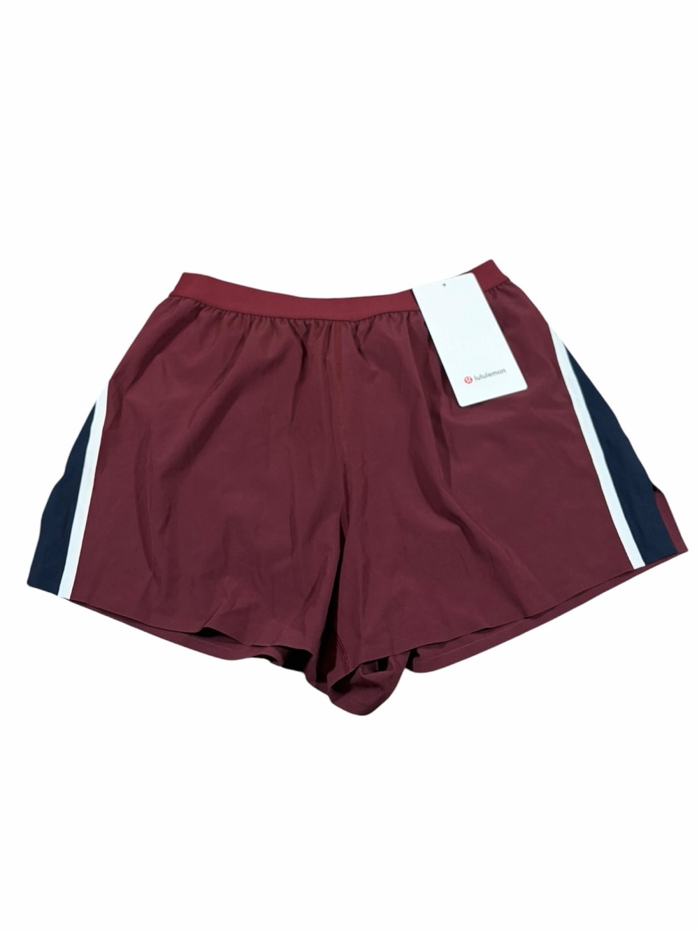 NWT Lululemon High-Rise Split Short 3” *Stripe (Burgundy Bay/True Navy/Ivory) S